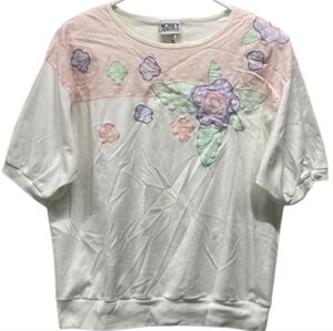 Koret Francisca Petites Vintage Floral Embroidery Short Sleeve Shirt